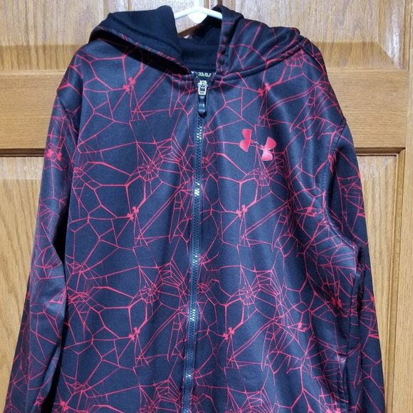 Under Armour Other - UNDER ARMOUR Boy's Youth L Loose Full Zip Red & Black Hoodie Sweatshirt